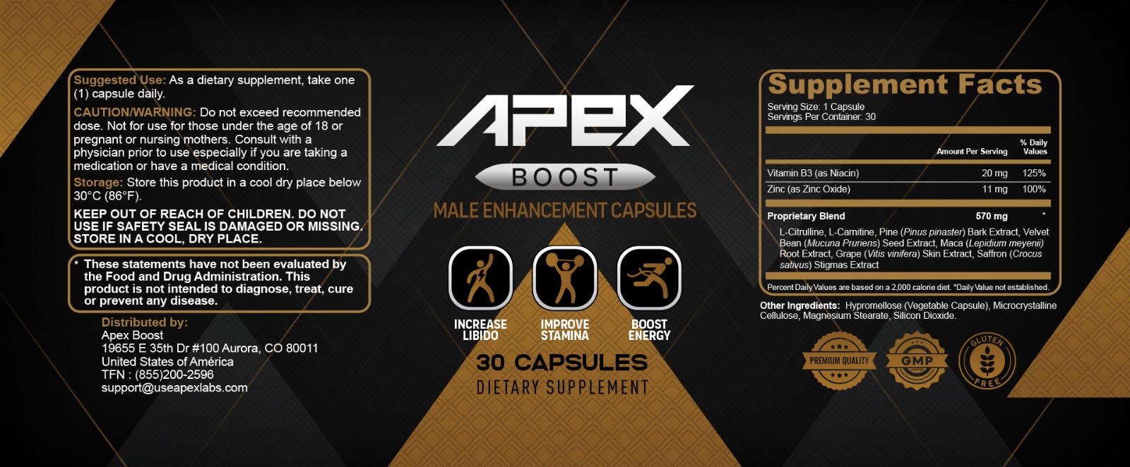 Apex Boost Supplement Facts Label